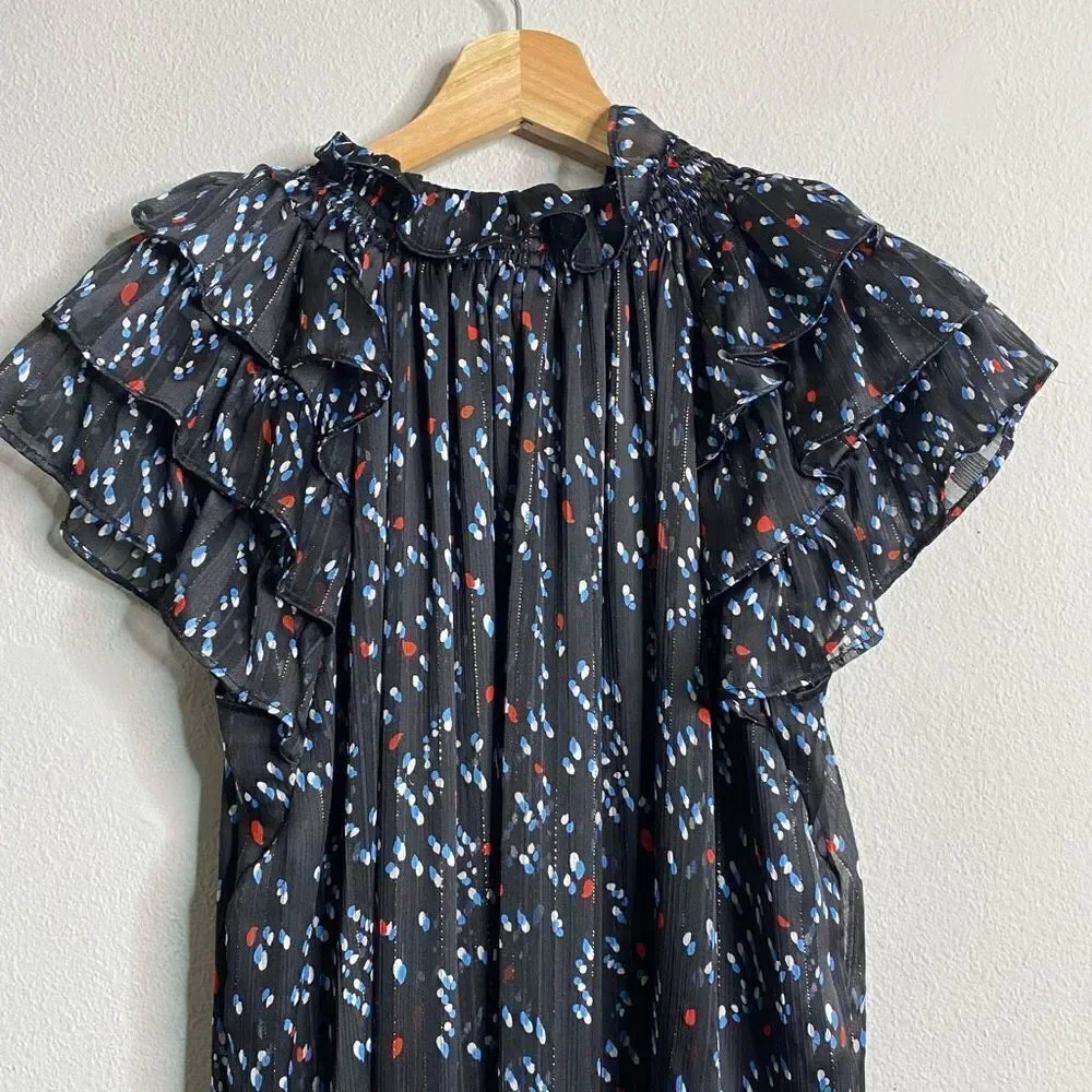 Sabina Musayev Dress Gwen Maxi Flutter‎ Sleeve Black Dotted Maxi Size M - Picture 11 of 13